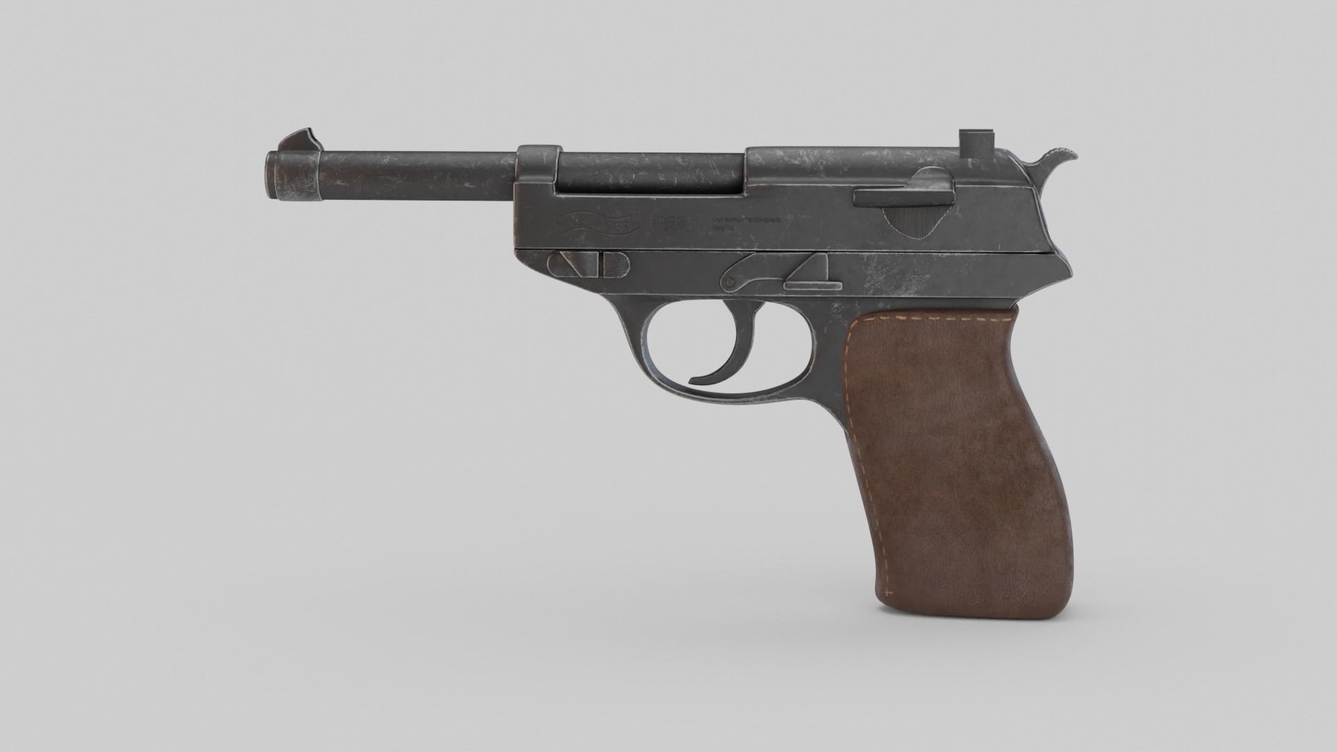 Game Ready Walther P38 Pistol Low-poly 3D model_7