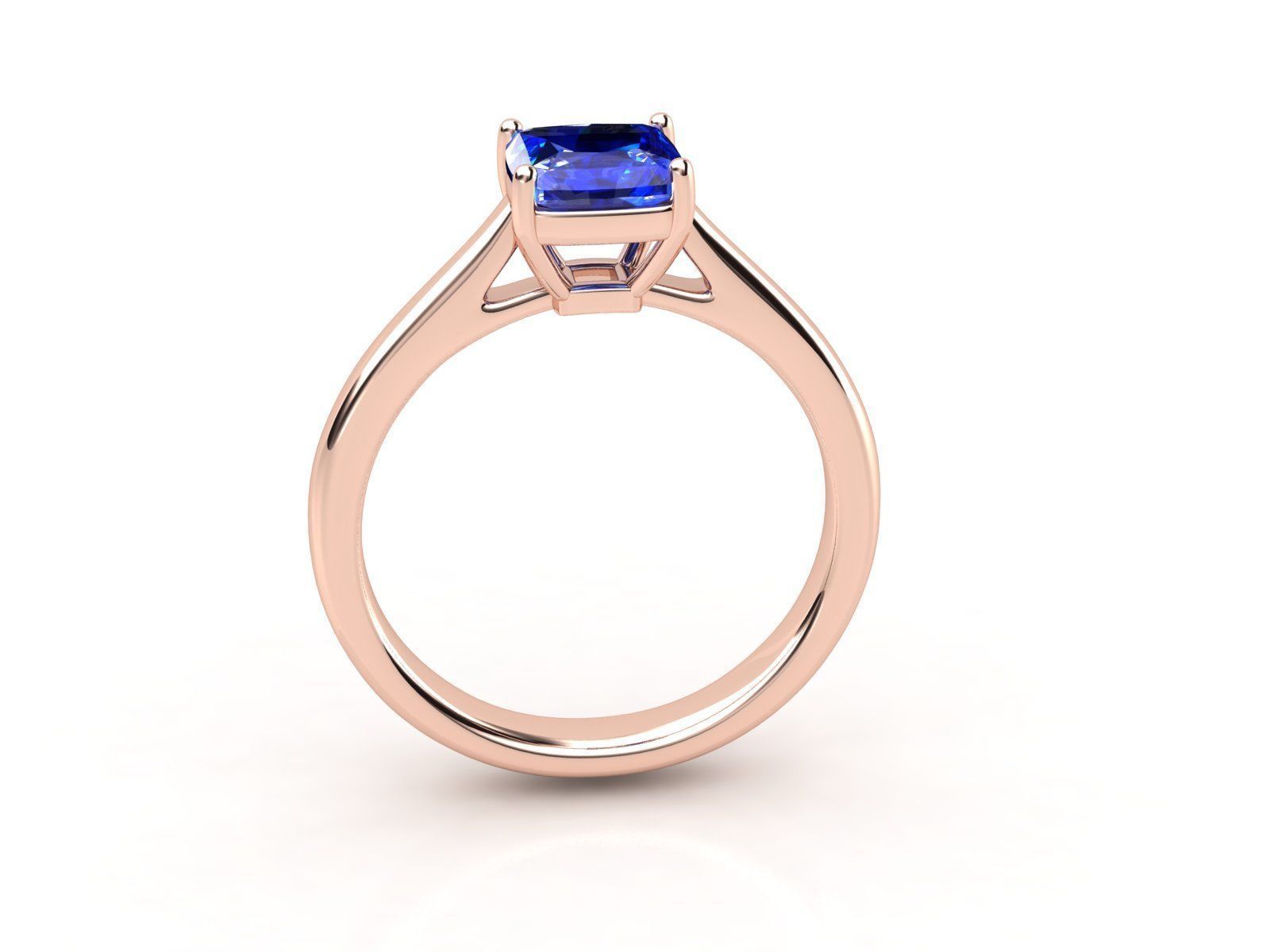 R0002 sapphire engagement ring in rose gold 3D print model_1