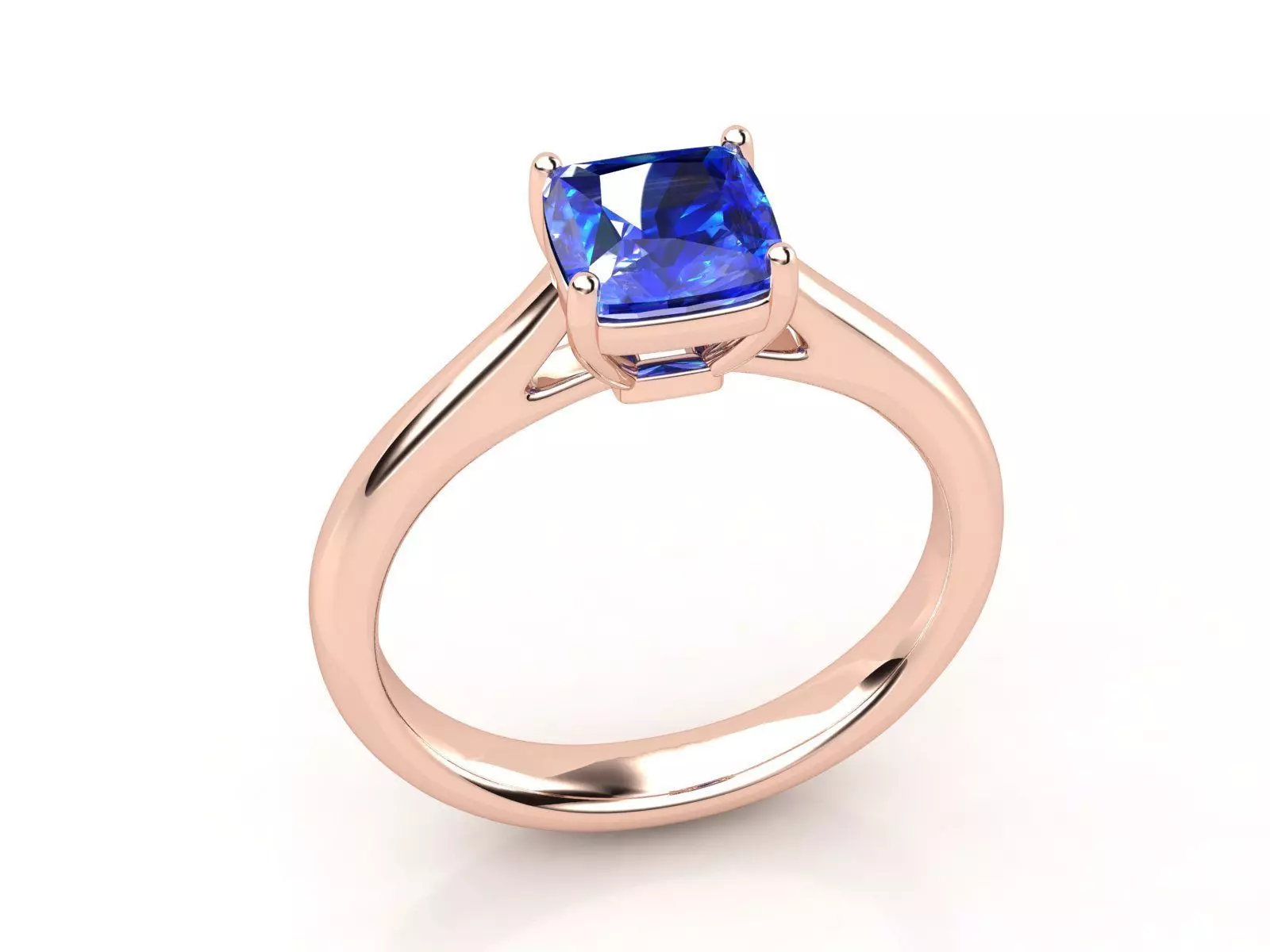 R0002 sapphire engagement ring in rose gold 3D print model_0