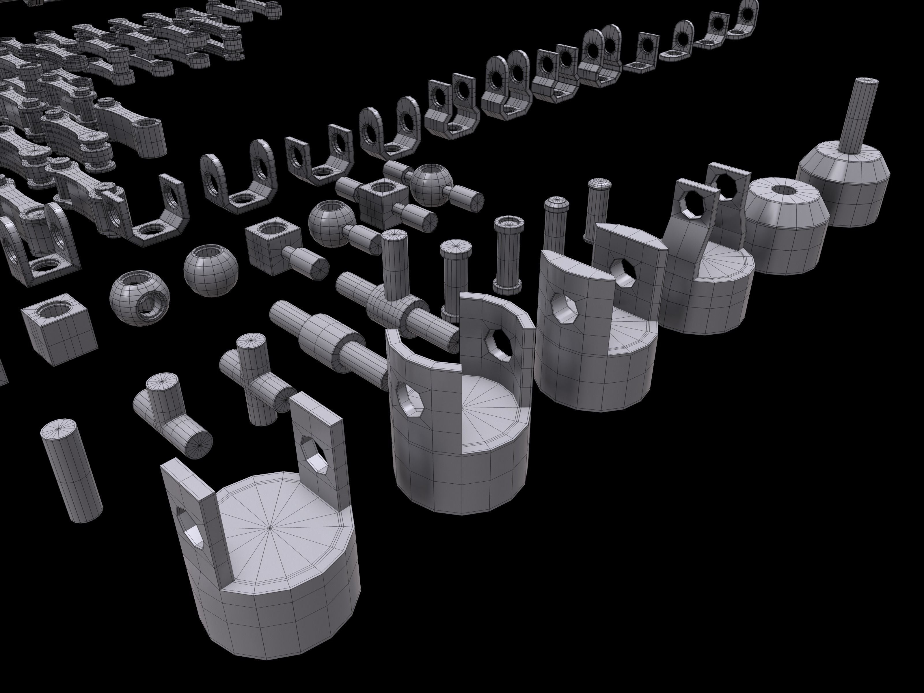 Modular Mechanical Joints Kitbach Low-poly 3D model_25