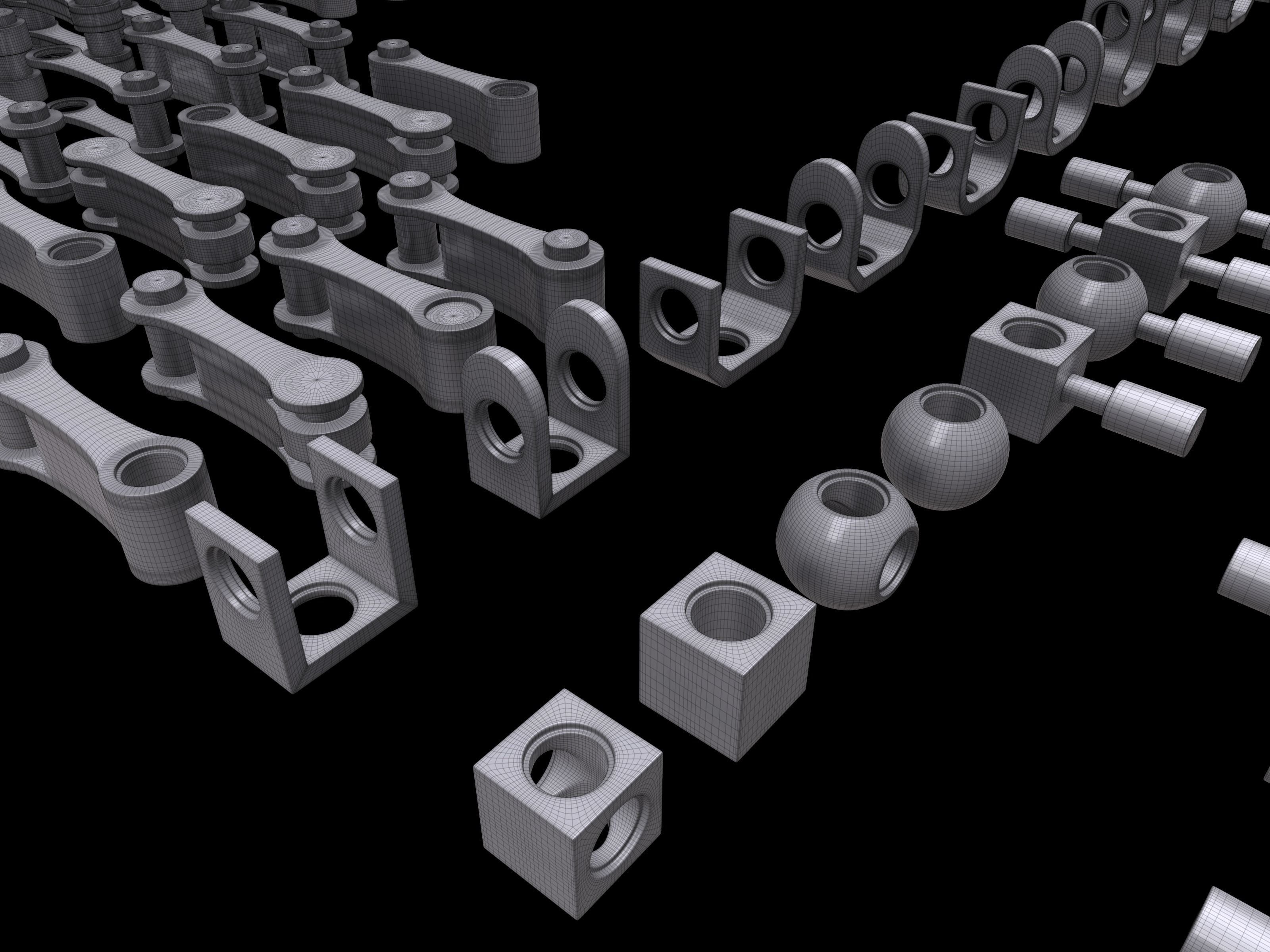 Modular Mechanical Joints Kitbach Low-poly 3D model_13