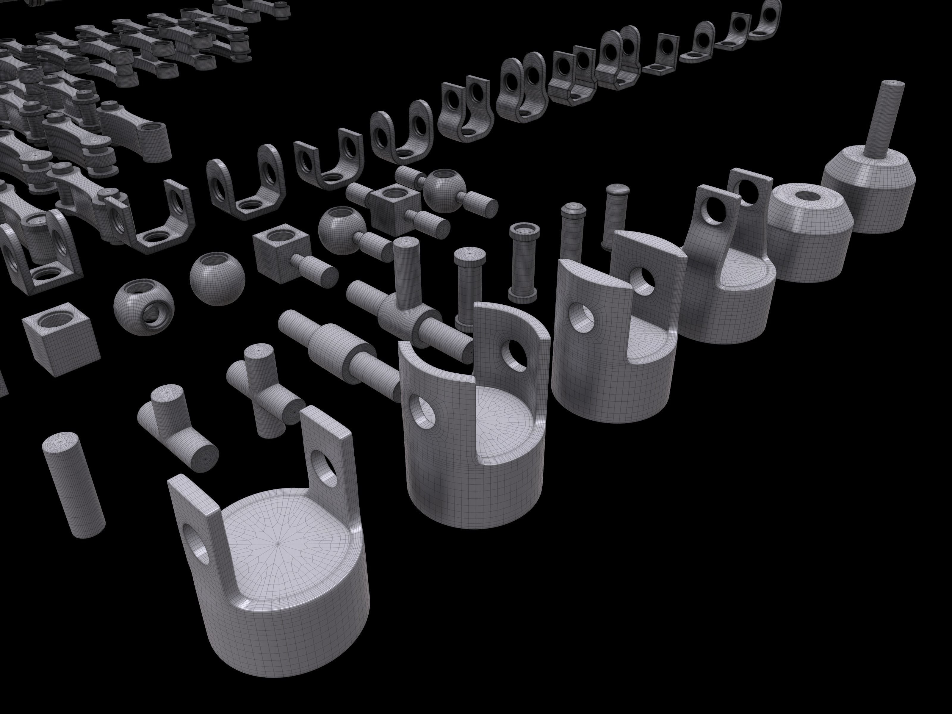 Modular Mechanical Joints Kitbach Low-poly 3D model_15