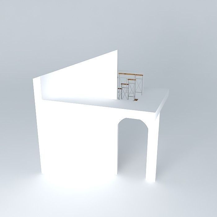 Modern wooden stairs Free 3D model_1