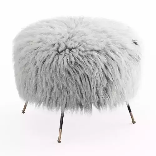 Mongolian Goat Fur Italian Footstool