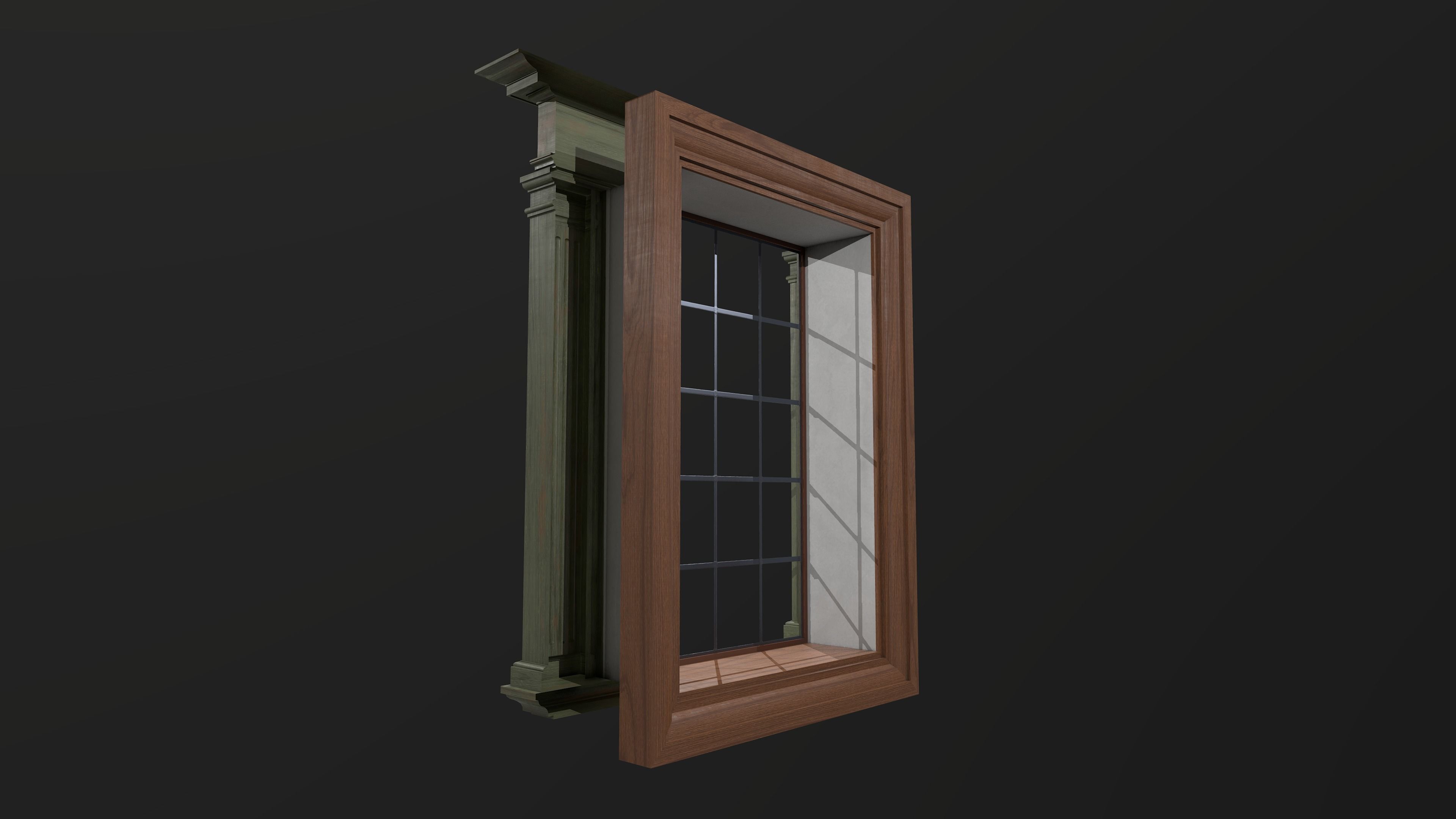 Small window Low-poly 3D model_6