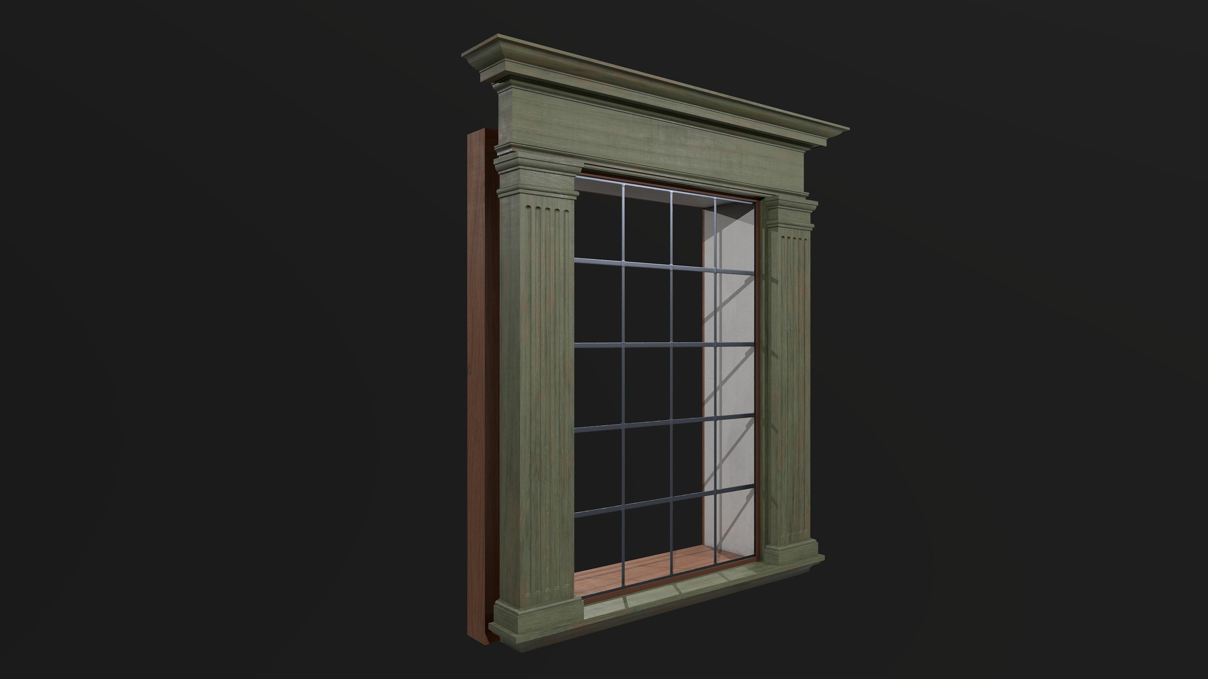 Small window Low-poly 3D model_2