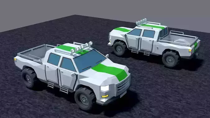 Pickup two trucks Free low-poly 3D model