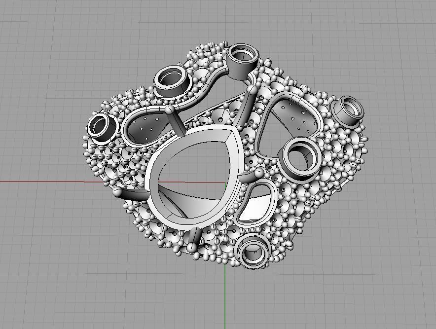 Ametist and Diamond Ring 3D print model 3D print model 3D print model_12