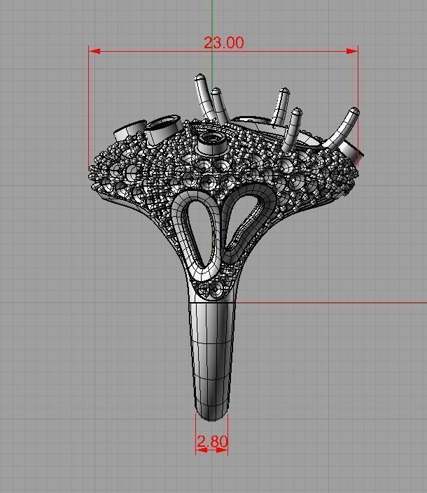 Ametist and Diamond Ring 3D print model 3D print model 3D print model_17
