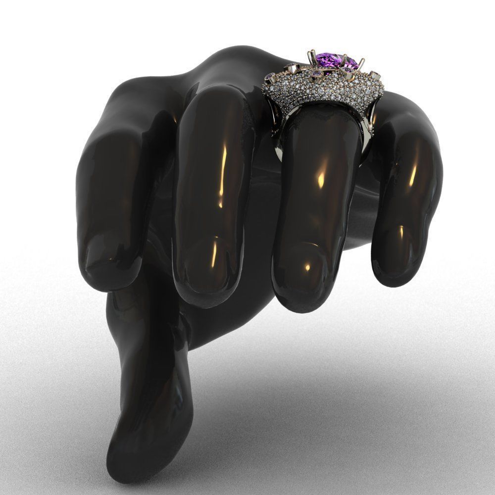 Ametist and Diamond Ring 3D print model 3D print model 3D print model_7