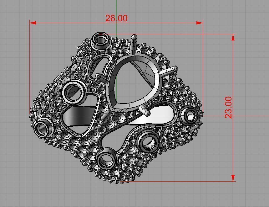 Ametist and Diamond Ring 3D print model 3D print model 3D print model_15