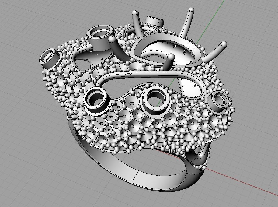 Ametist and Diamond Ring 3D print model 3D print model 3D print model_9