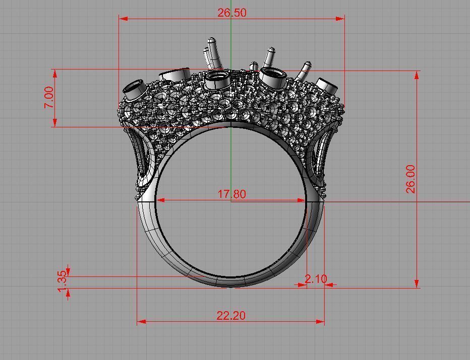 Ametist and Diamond Ring 3D print model 3D print model 3D print model_16