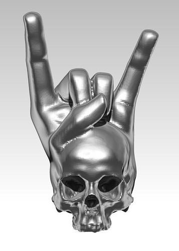 rock and roll skull pendant hand gesture symbol jewel 3D print model