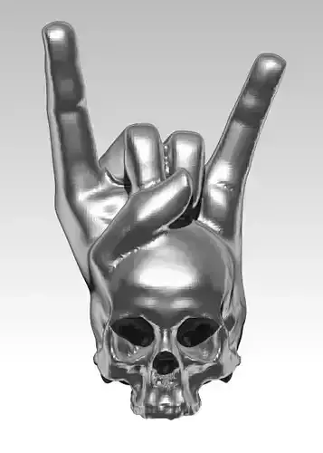 rock and roll skull pendant hand gesture symbol jewel 3D print model