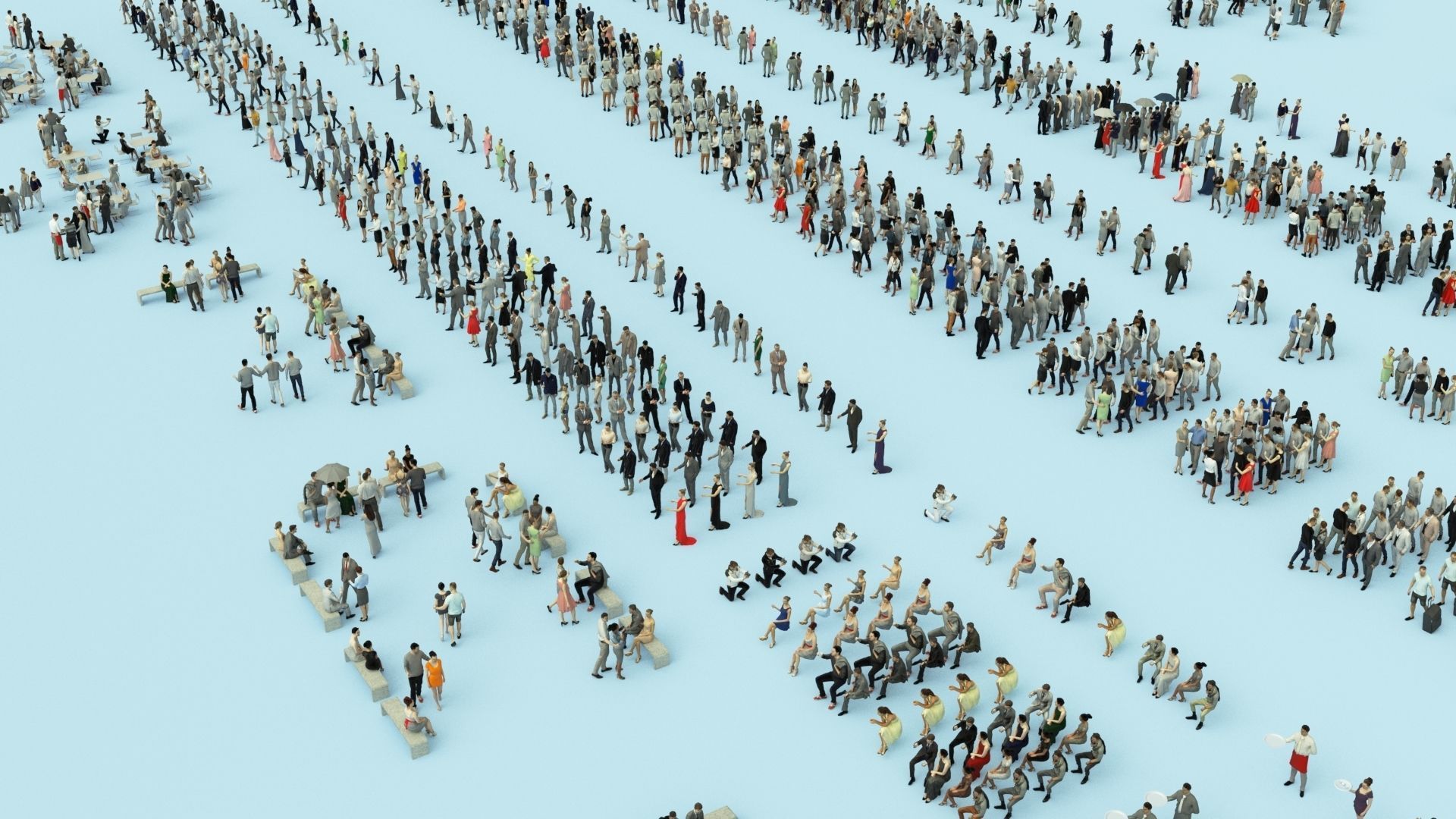 3D PEOPLE CROWDS- ULTIMATE SPEED SOLUTION Low-poly 3D model_7