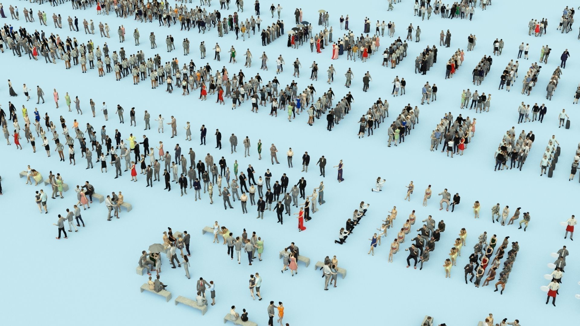 3D PEOPLE CROWDS- ULTIMATE SPEED SOLUTION Low-poly 3D model_5
