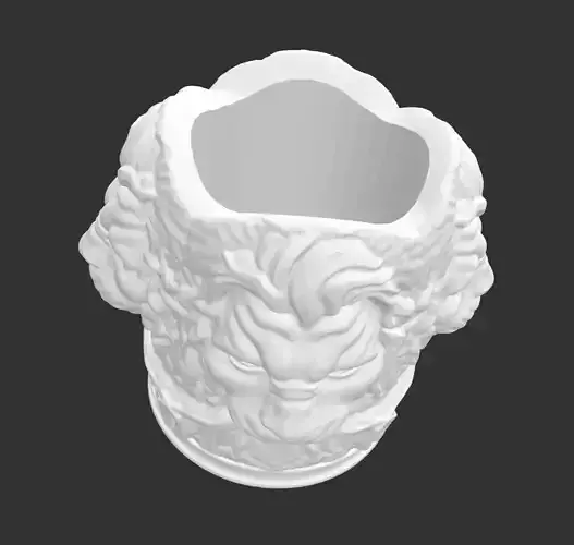 a lion head figured pot model