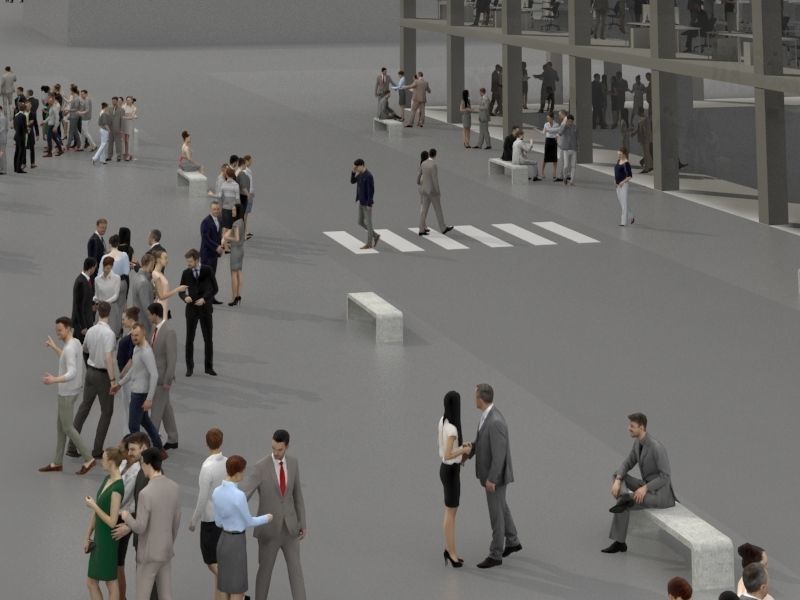 3D PEOPLE CROWDS- OFFICE BUILDING - ULTIMATE SPEED SOLUTION Low-poly 3D model_1
