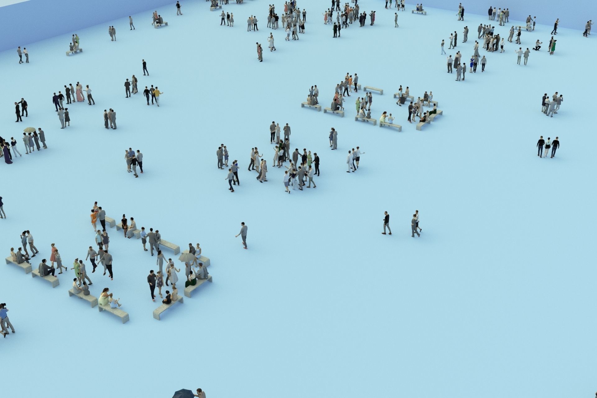 3D PEOPLE CROWDS -PLAZA SQUARE -  ULTIMATE SPEED SOLUTION   Low-poly 3D model_4