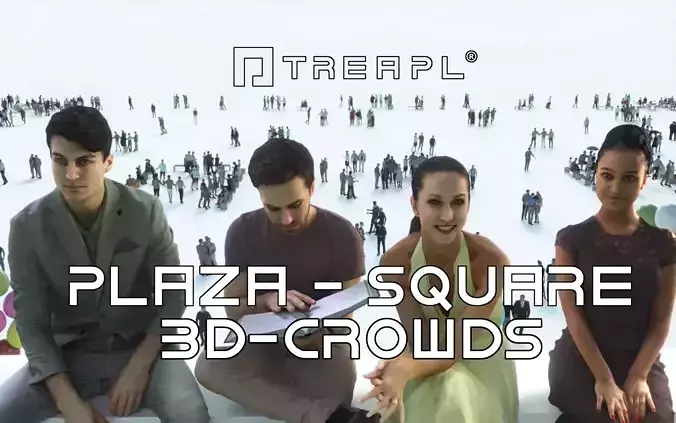 3D PEOPLE CROWDS -PLAZA SQUARE -  ULTIMATE SPEED SOLUTION   Low-poly 3D model