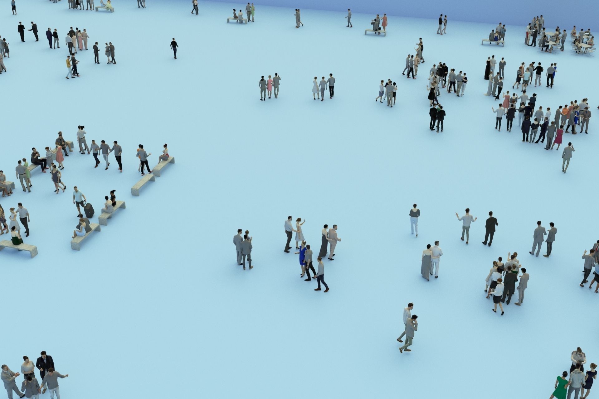 3D PEOPLE CROWDS -PLAZA SQUARE -  ULTIMATE SPEED SOLUTION   Low-poly 3D model_6