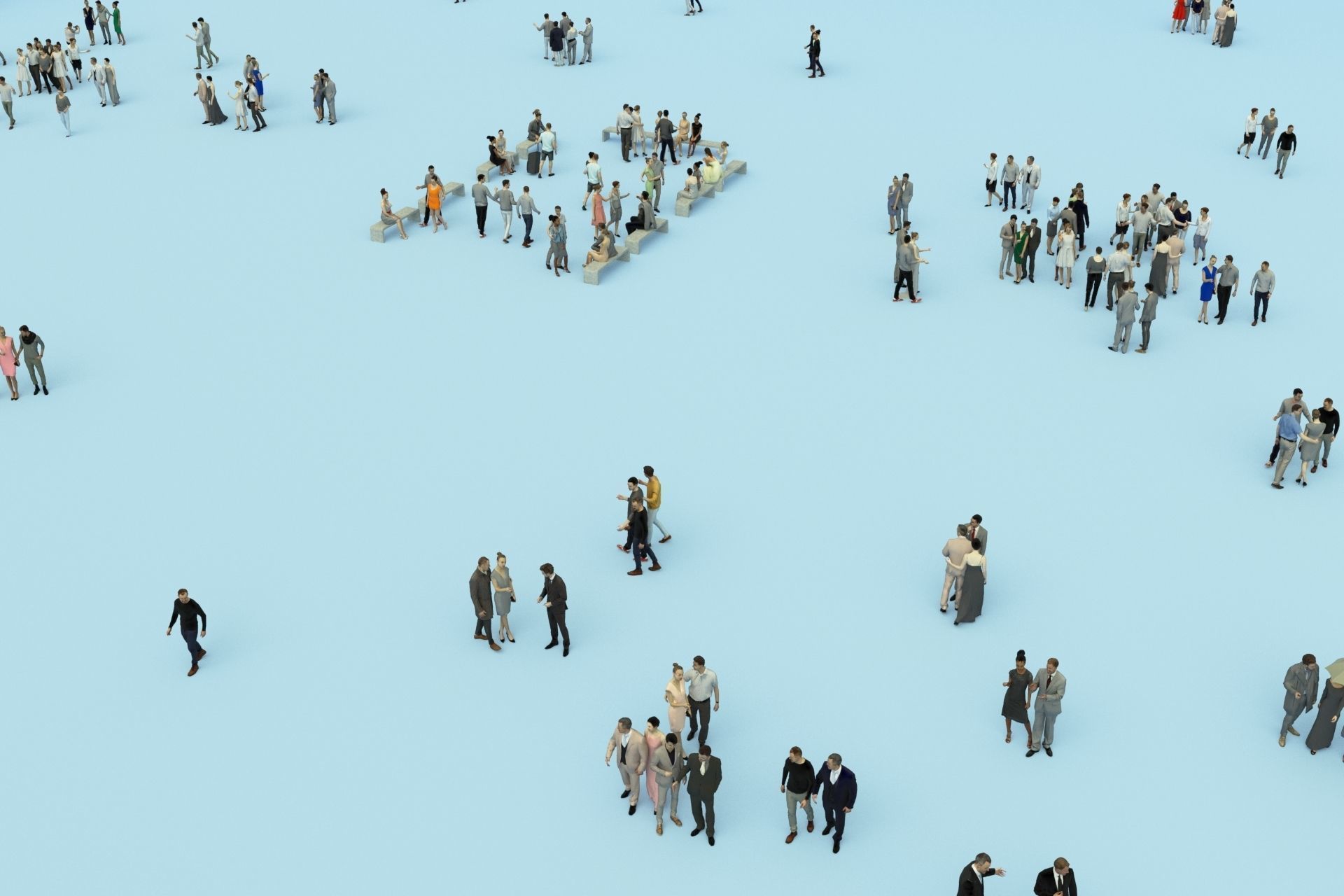 3D PEOPLE CROWDS -PLAZA SQUARE -  ULTIMATE SPEED SOLUTION   Low-poly 3D model_31