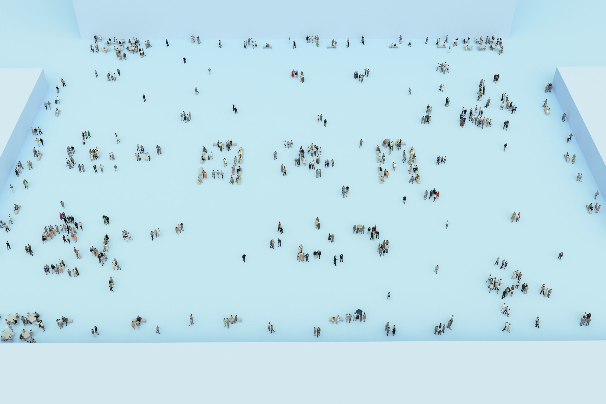 3D PEOPLE CROWDS -PLAZA SQUARE -  ULTIMATE SPEED SOLUTION   Low-poly 3D model_1