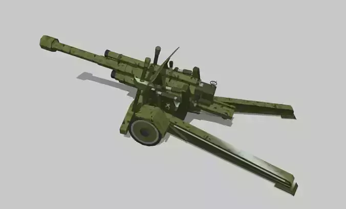 Artelery machine gun Low-poly 3D model