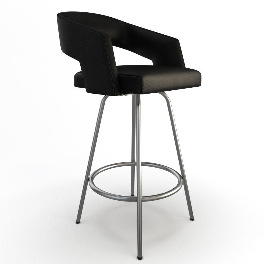 Jolly Leather Black Stools 3 3D model_5