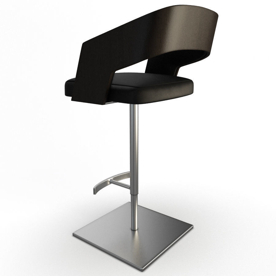 Jolly Leather Black Stools 3 3D model_3