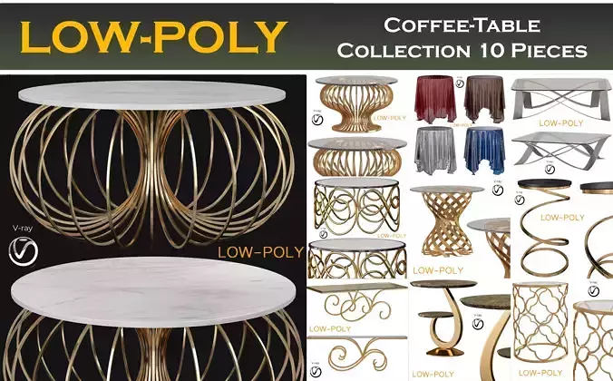 Coffee-Table Collection 10 Pieces 3d model