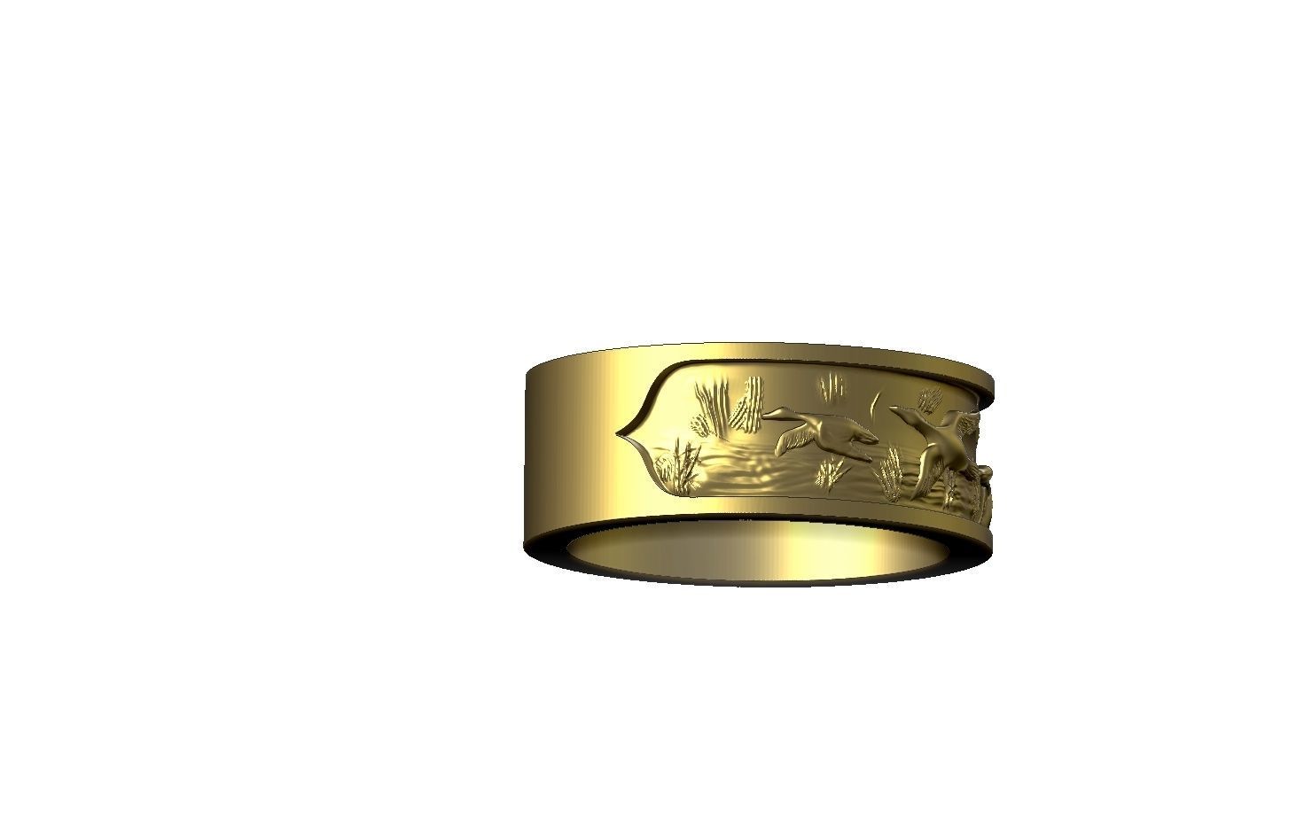 Hunter gold ring with birds 3D model_2