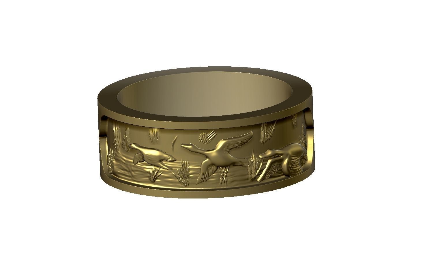 Hunter gold ring with birds 3D model_1