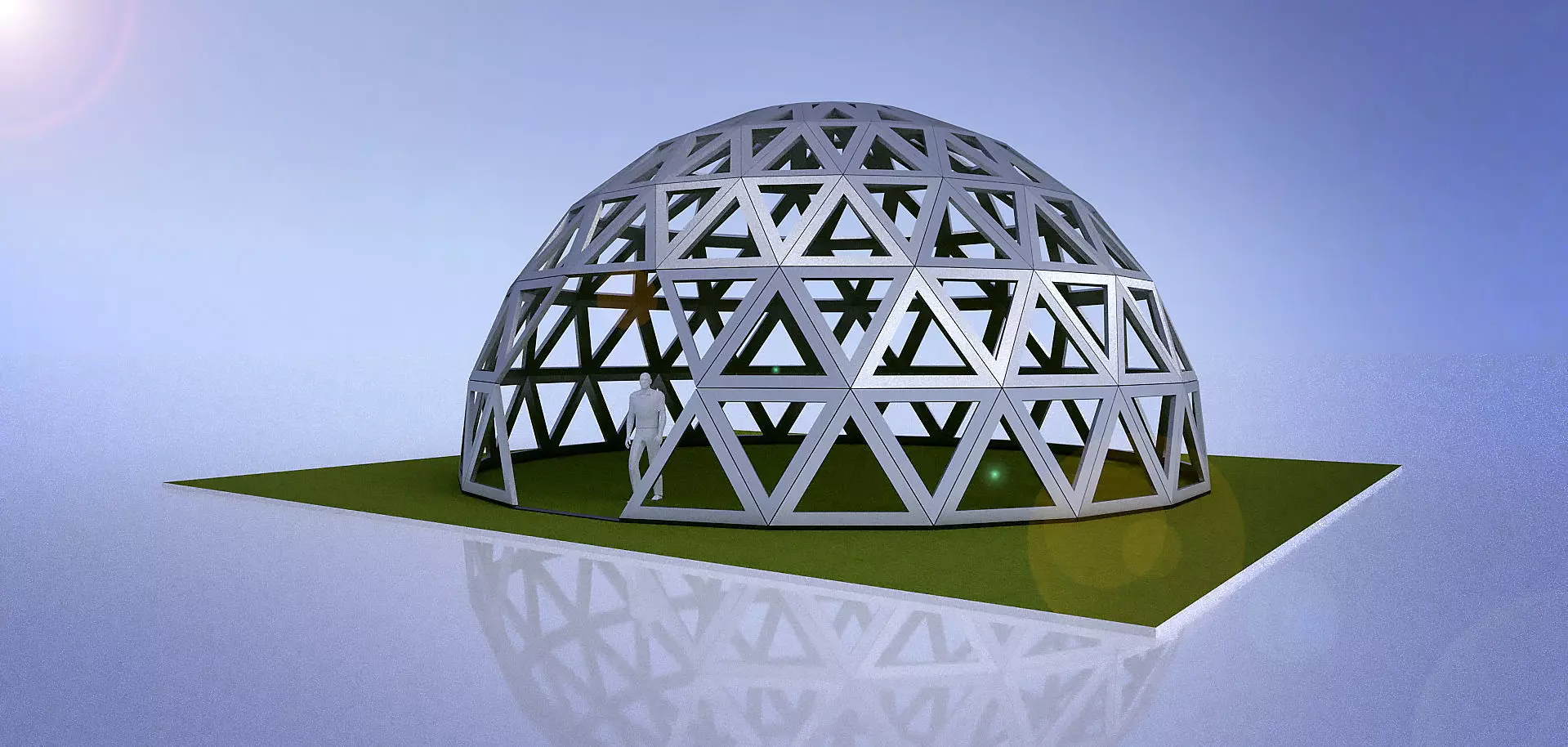 3D dome geodesic dome like frame structure with entry 3D model_0