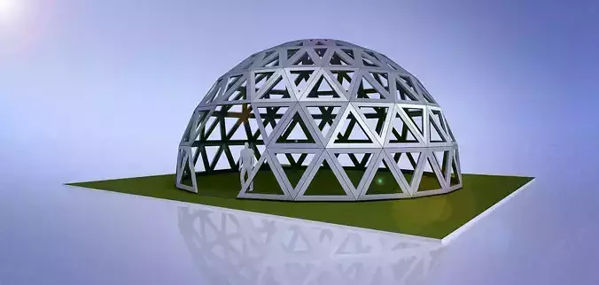 3D dome geodesic dome like frame structure with entry 3D model
