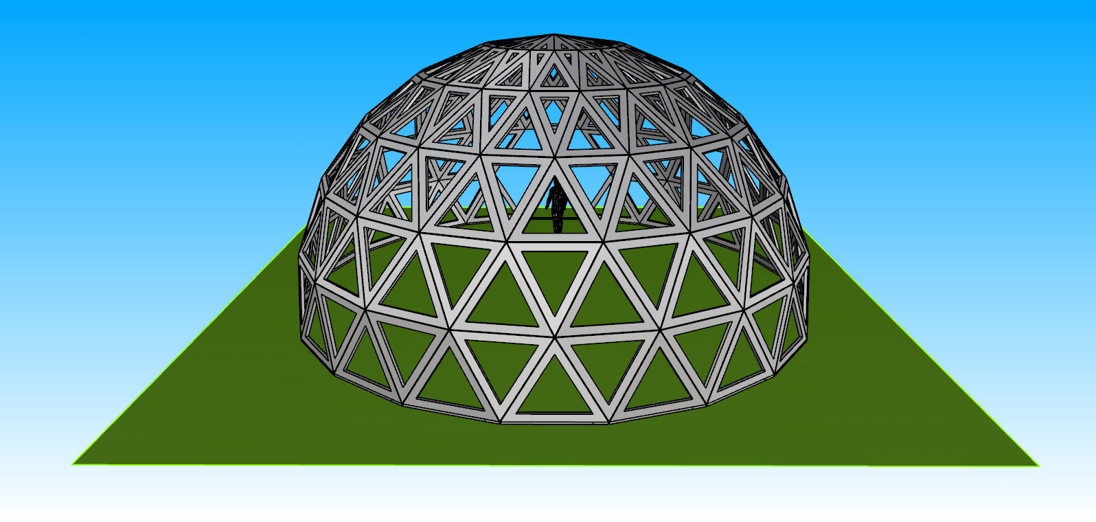 3D dome geodesic dome like frame structure with entry 3D model_5
