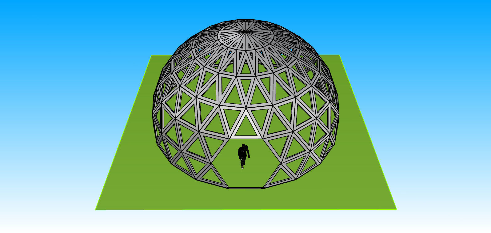 3D dome geodesic dome like frame structure with entry 3D model_9