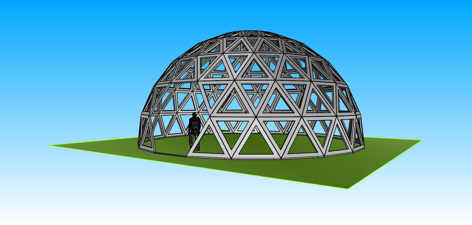 3D dome geodesic dome like frame structure with entry 3D model_4