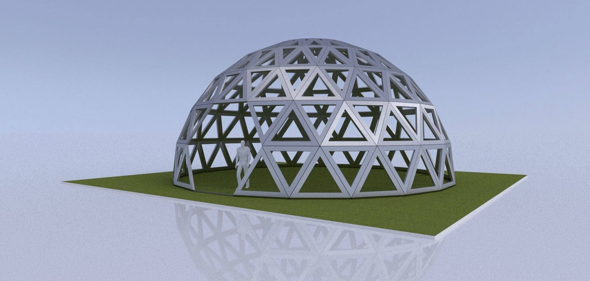 3D dome geodesic dome like frame structure with entry 3D model_1