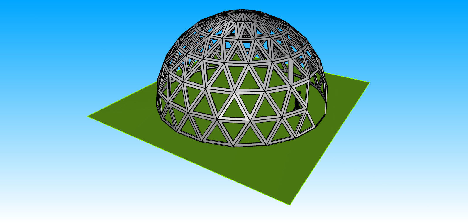 3D dome geodesic dome like frame structure with entry 3D model_2