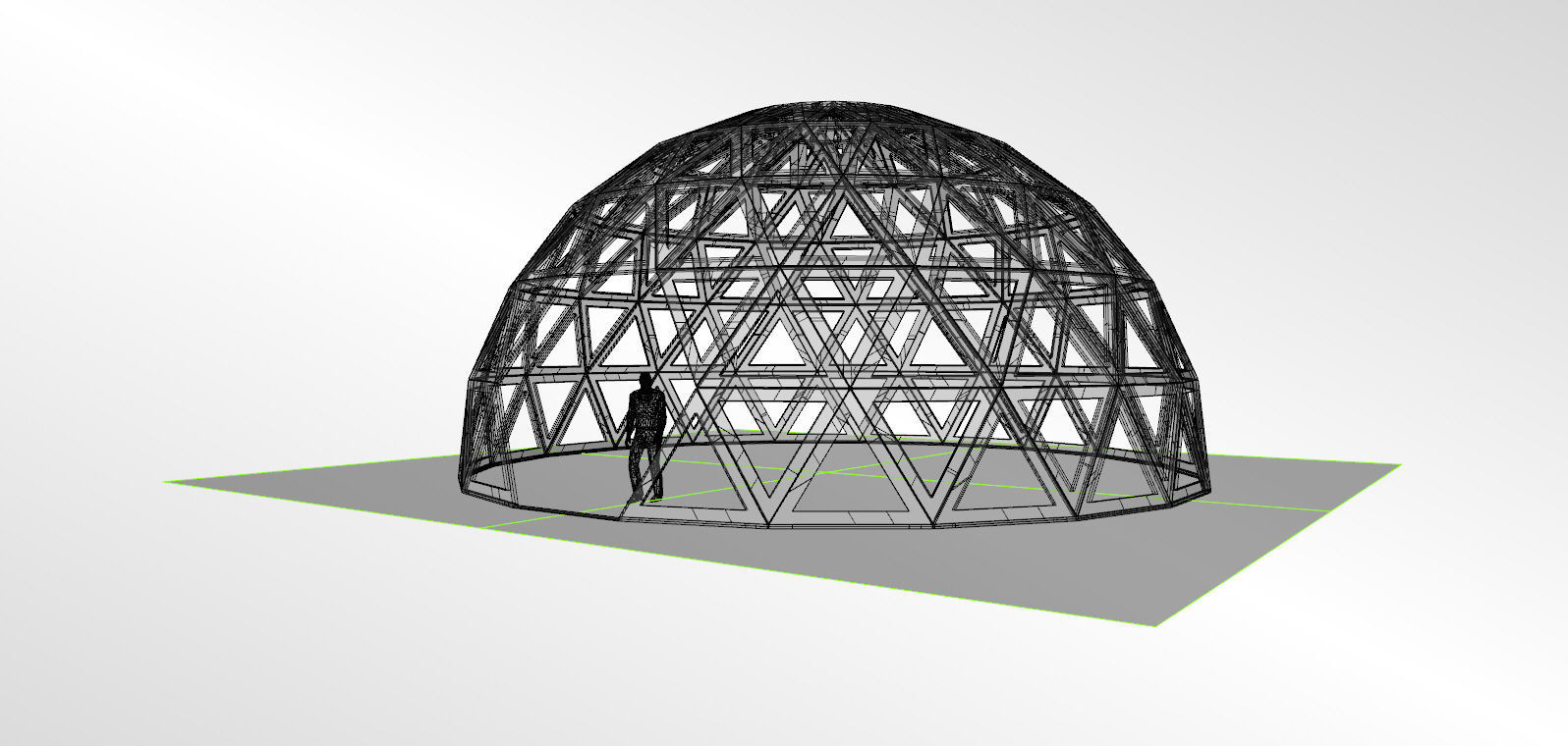 3D dome geodesic dome like frame structure with entry 3D model_11