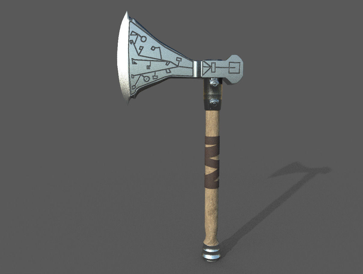 War Axe Low-poly 3D model_1