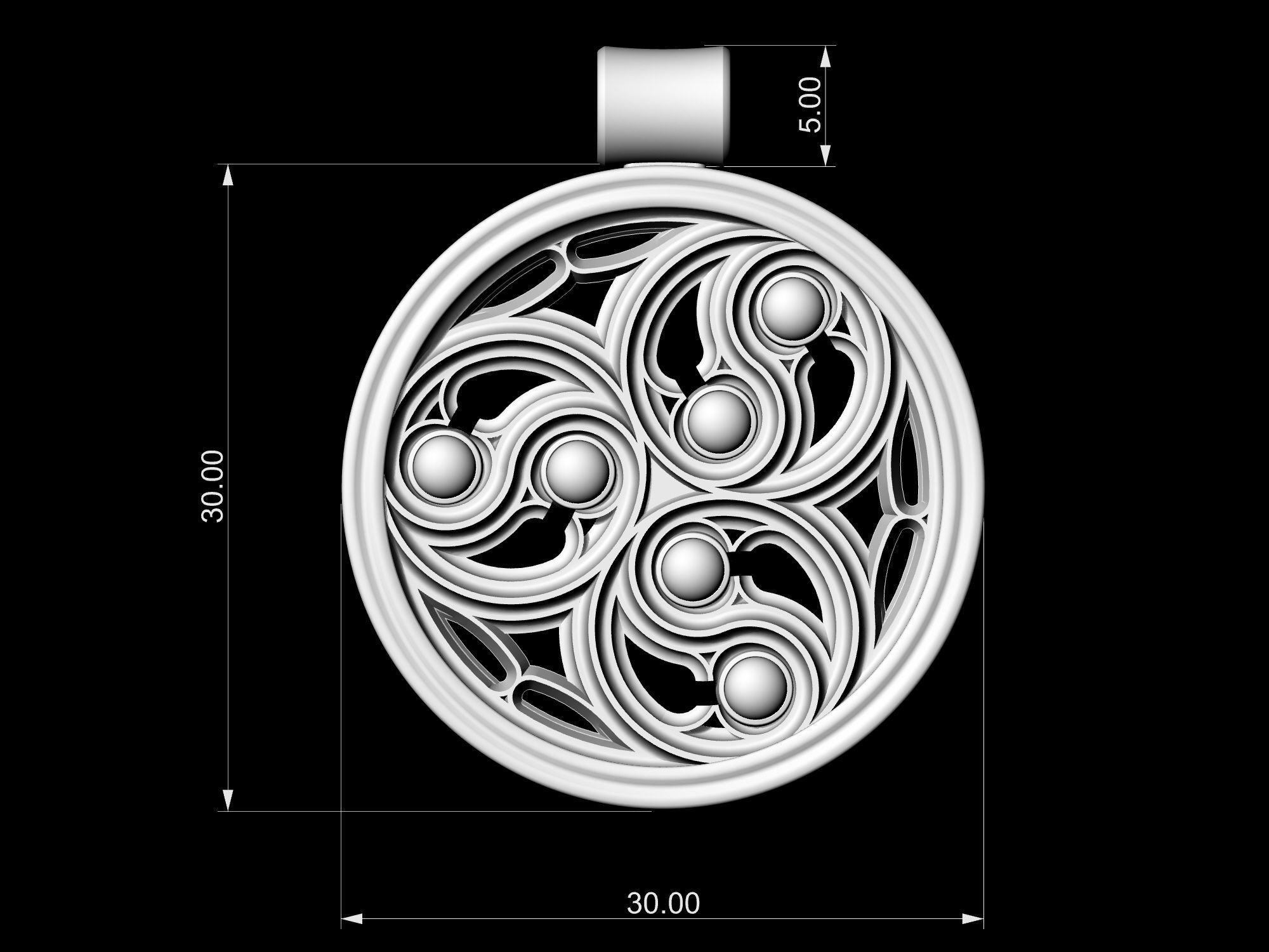 Gothic pendant 3D print model_14