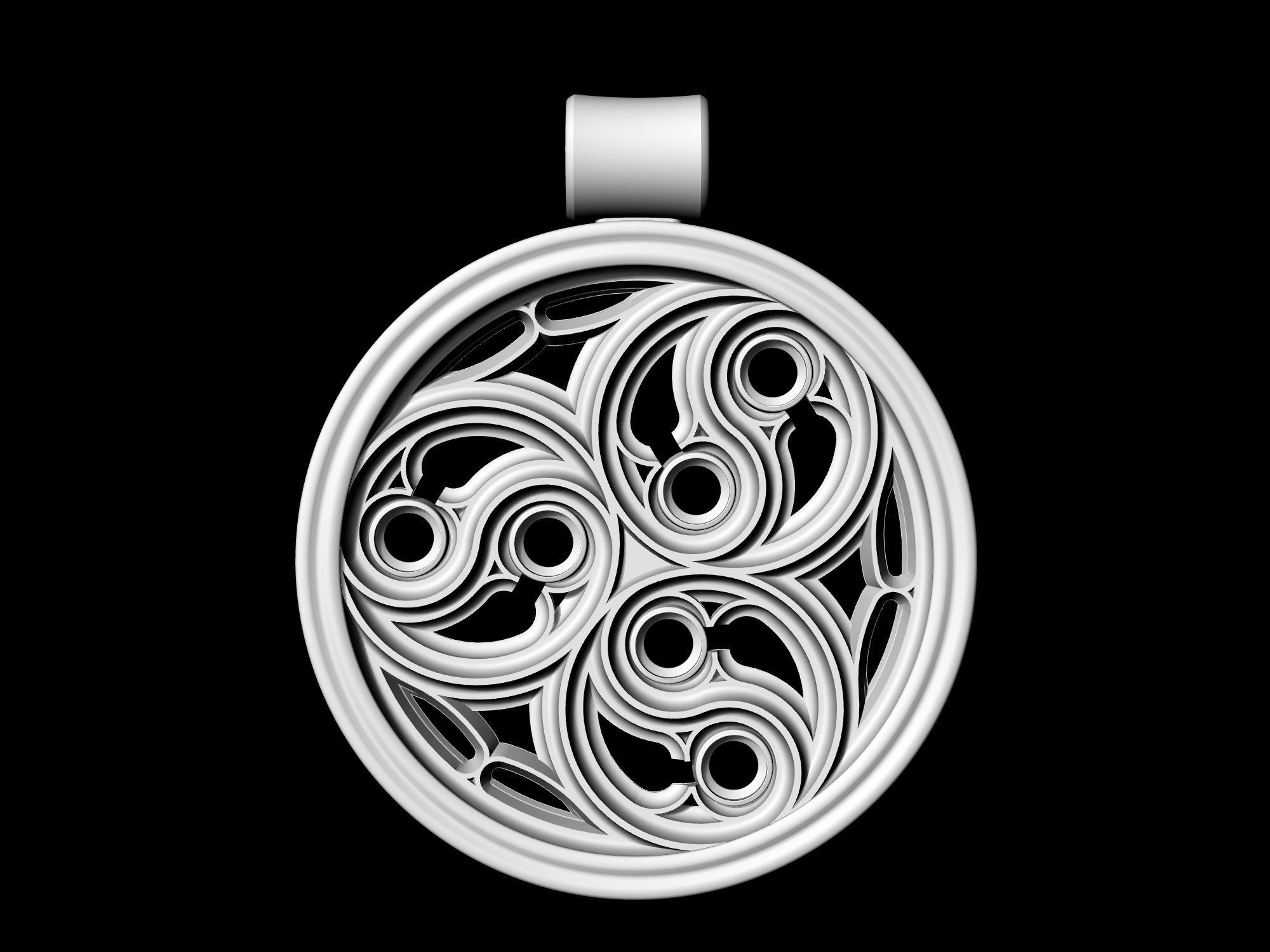Gothic pendant 3D print model_9