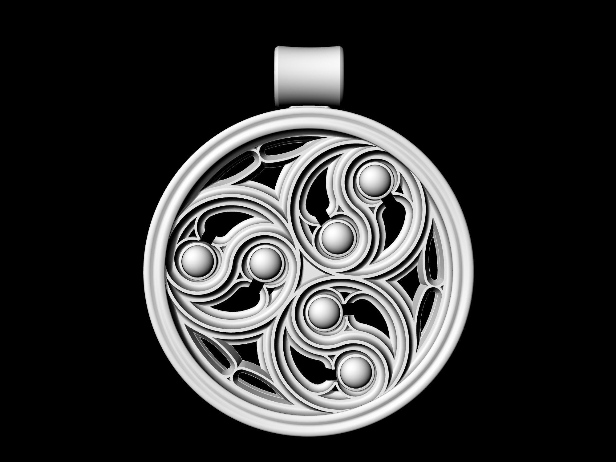 Gothic pendant 3D print model_7