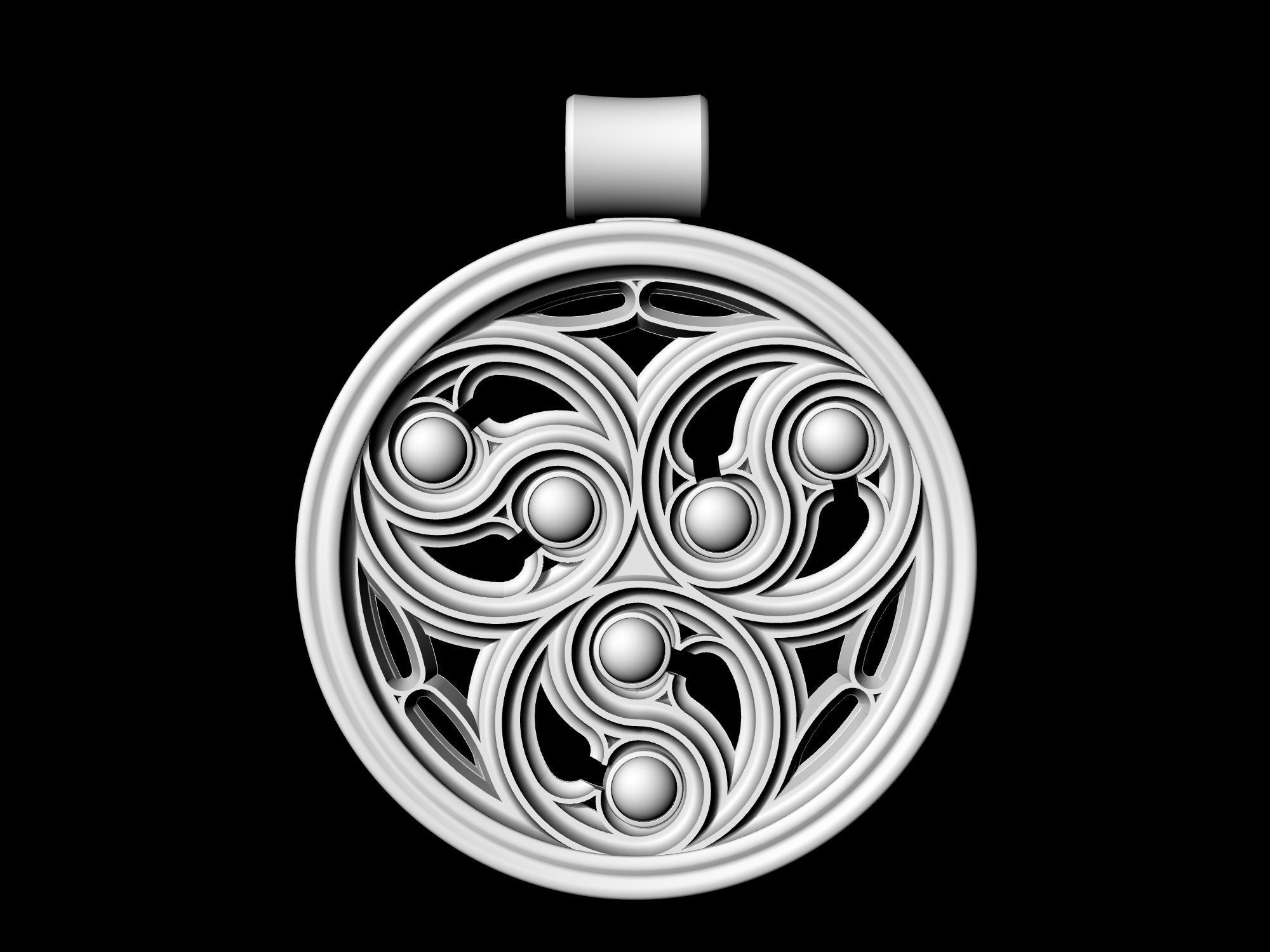 Gothic pendant 3D print model_8