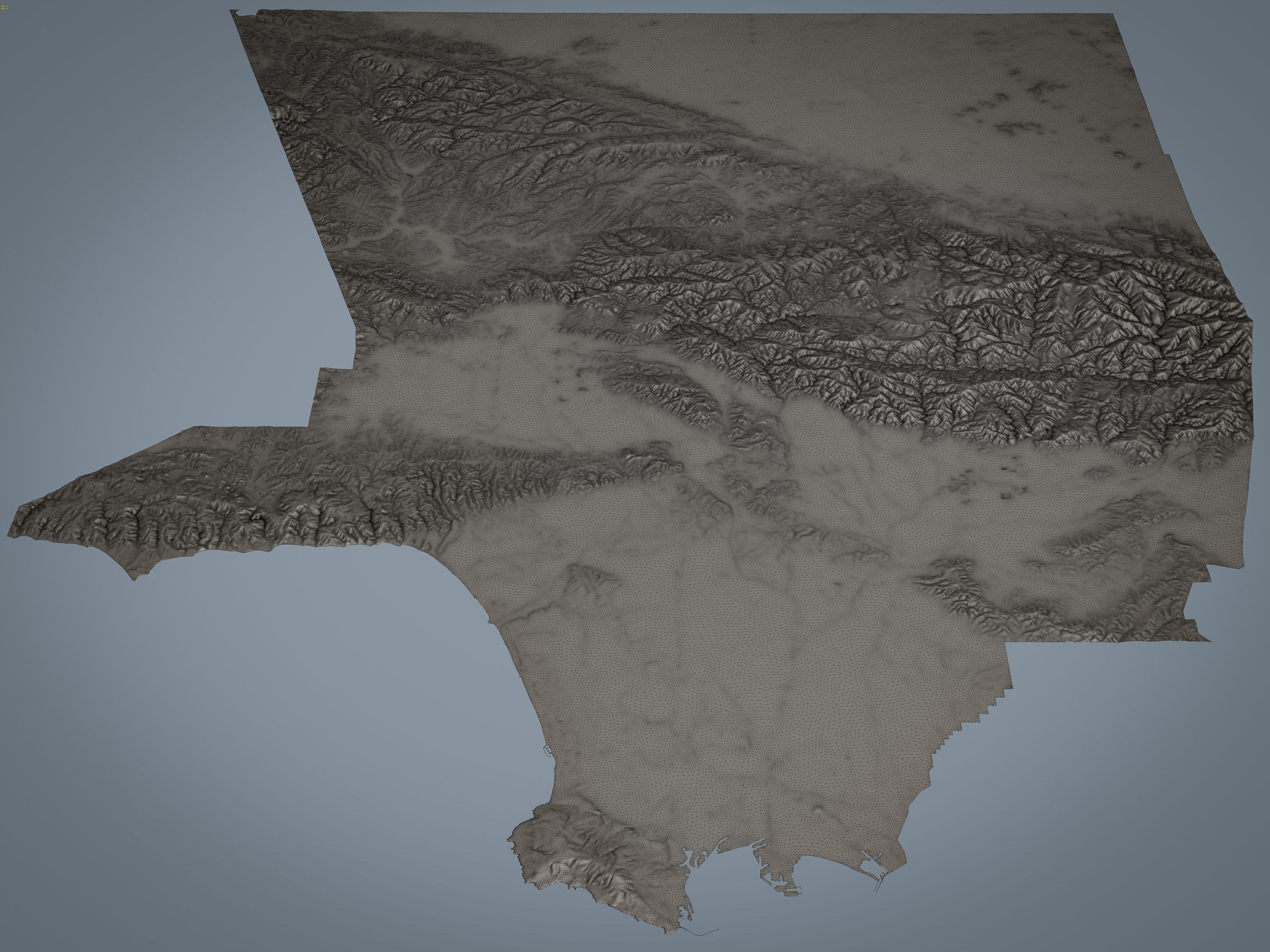Los Angeles County Terrain Low-poly 3D model_6