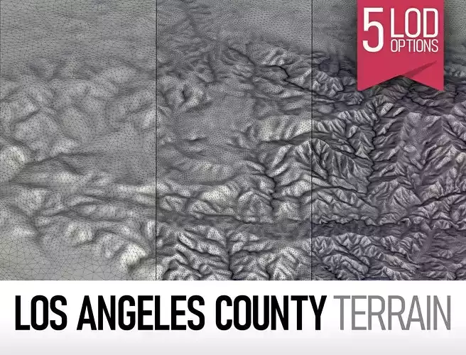 Los Angeles County Terrain Low-poly 3D model