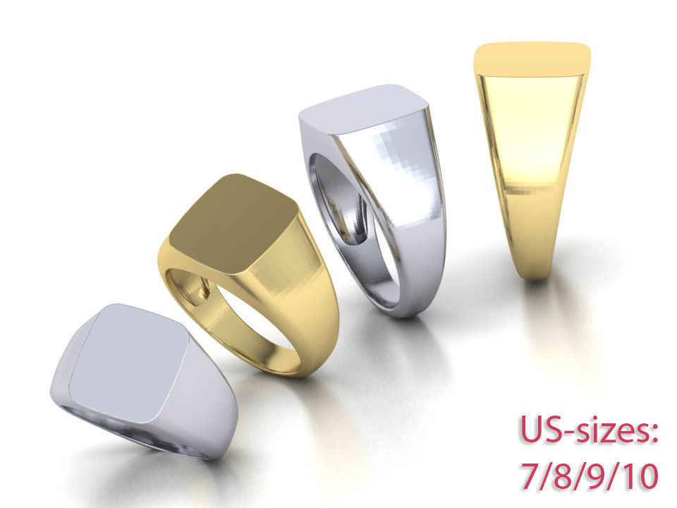 Signet ring collection 4rings PACKAGE 3D print model_8